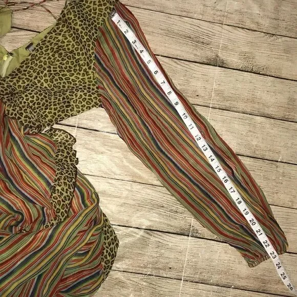 Anthro | Bl-nk Cheetah, Rainbow Striped Dress - Picture 5 of 7